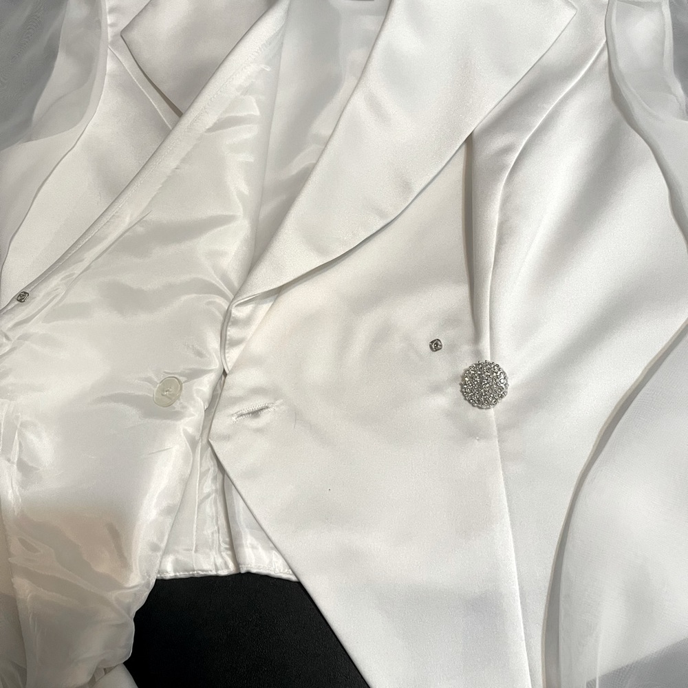 J.R.Nites by Caliendo tuxedo jacket/blouse white size 10 - Picture 6 of 13